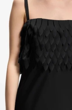 Long-length strappy dress with laser-cut details