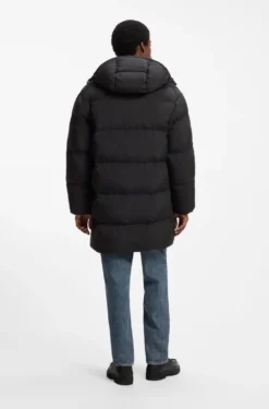Longline padded coat with a water-repellent finish