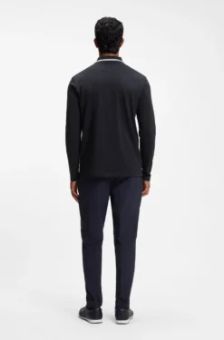 Long-sleeved cotton piqué polo shirt
