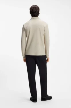 Long-sleeved cotton piqué polo shirt
