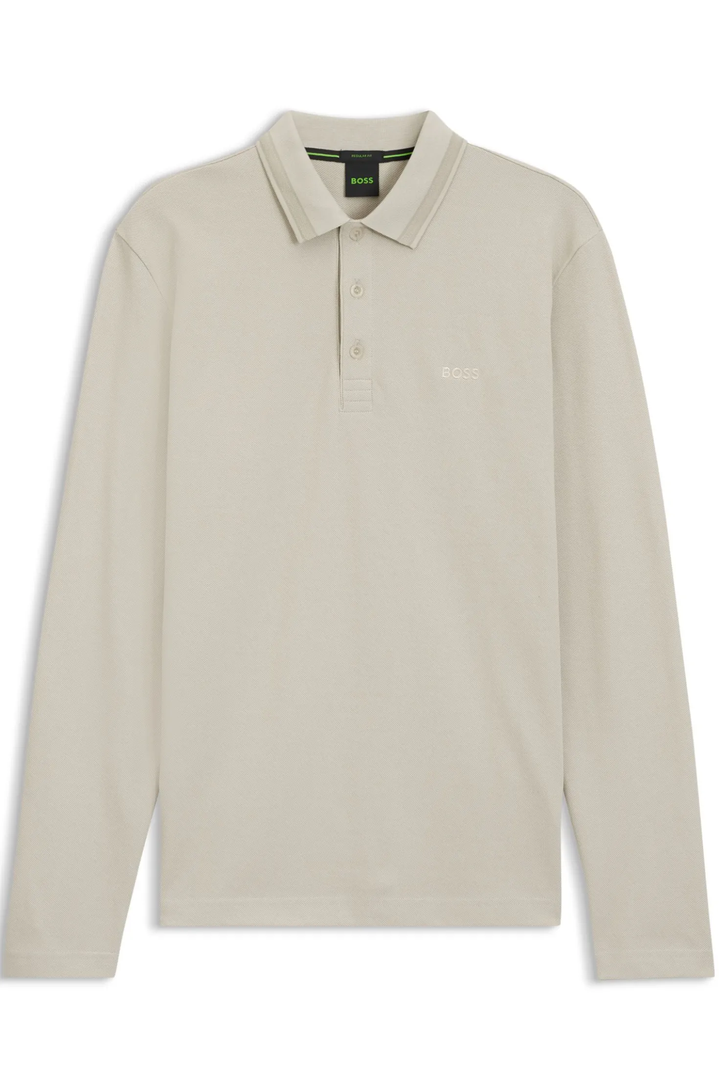 Long-sleeved cotton piqué polo shirt