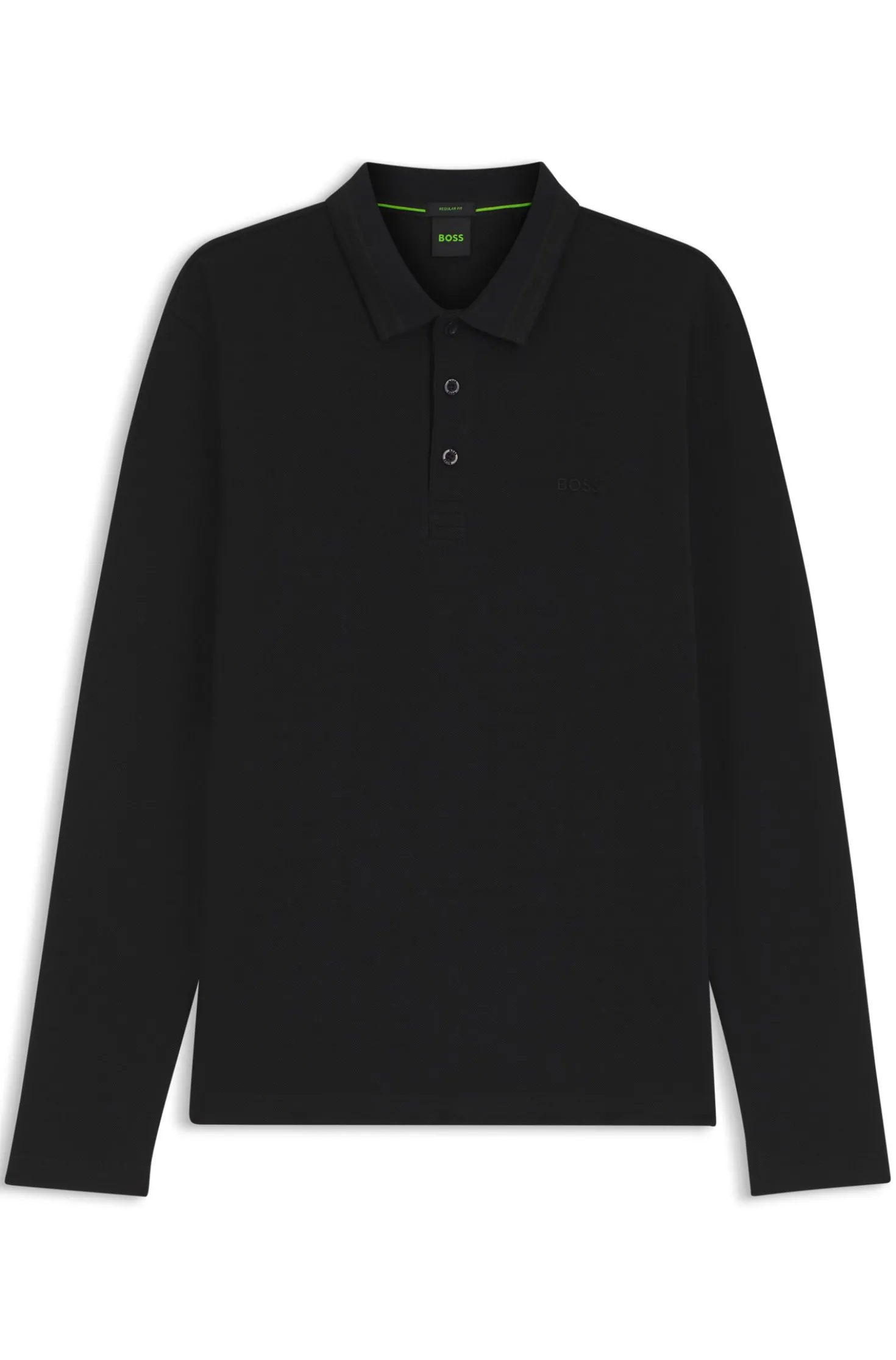Long-sleeved cotton piqué polo shirt