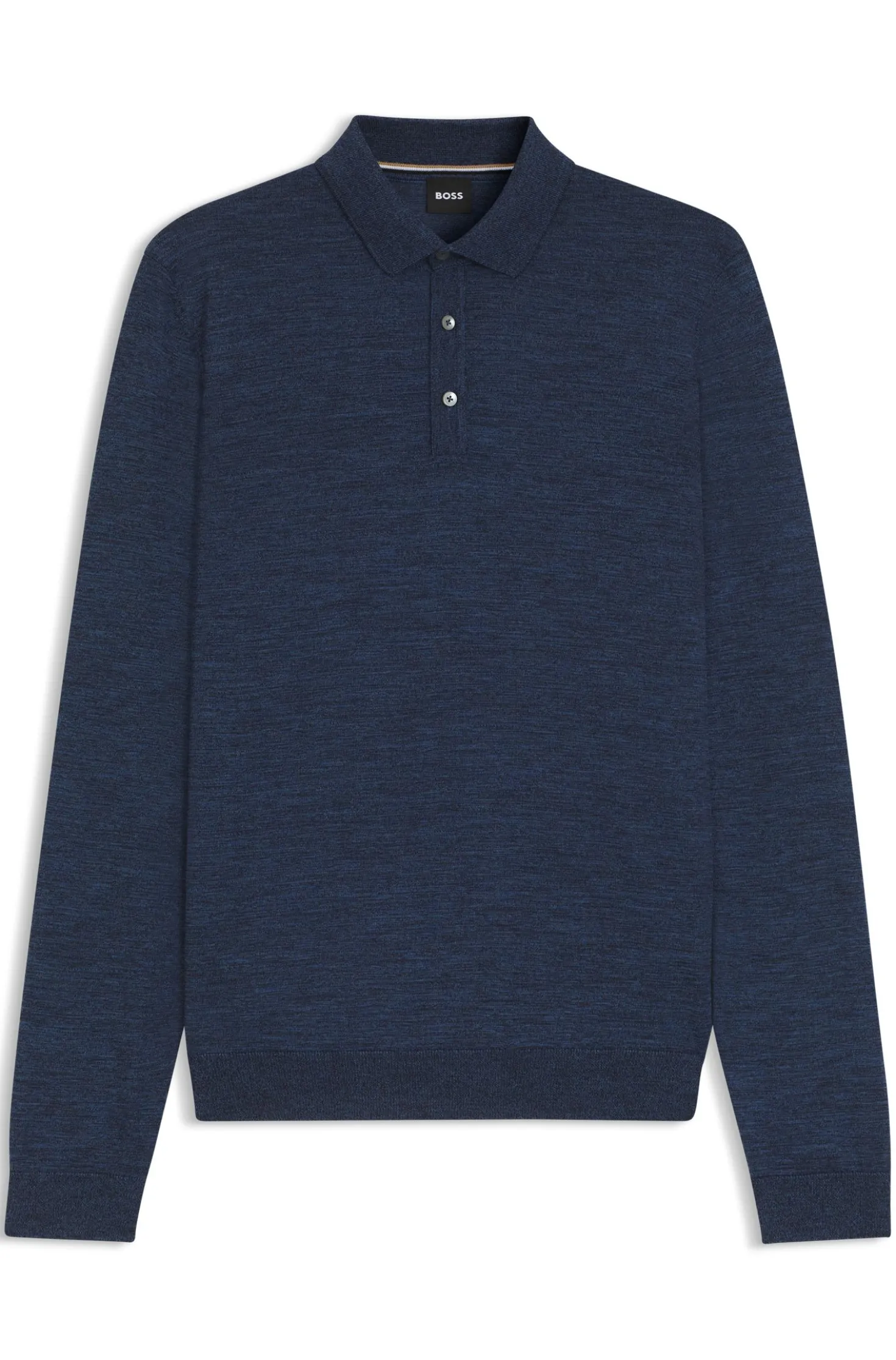 Long-sleeved knit polo sweater in Italian virgin wool
