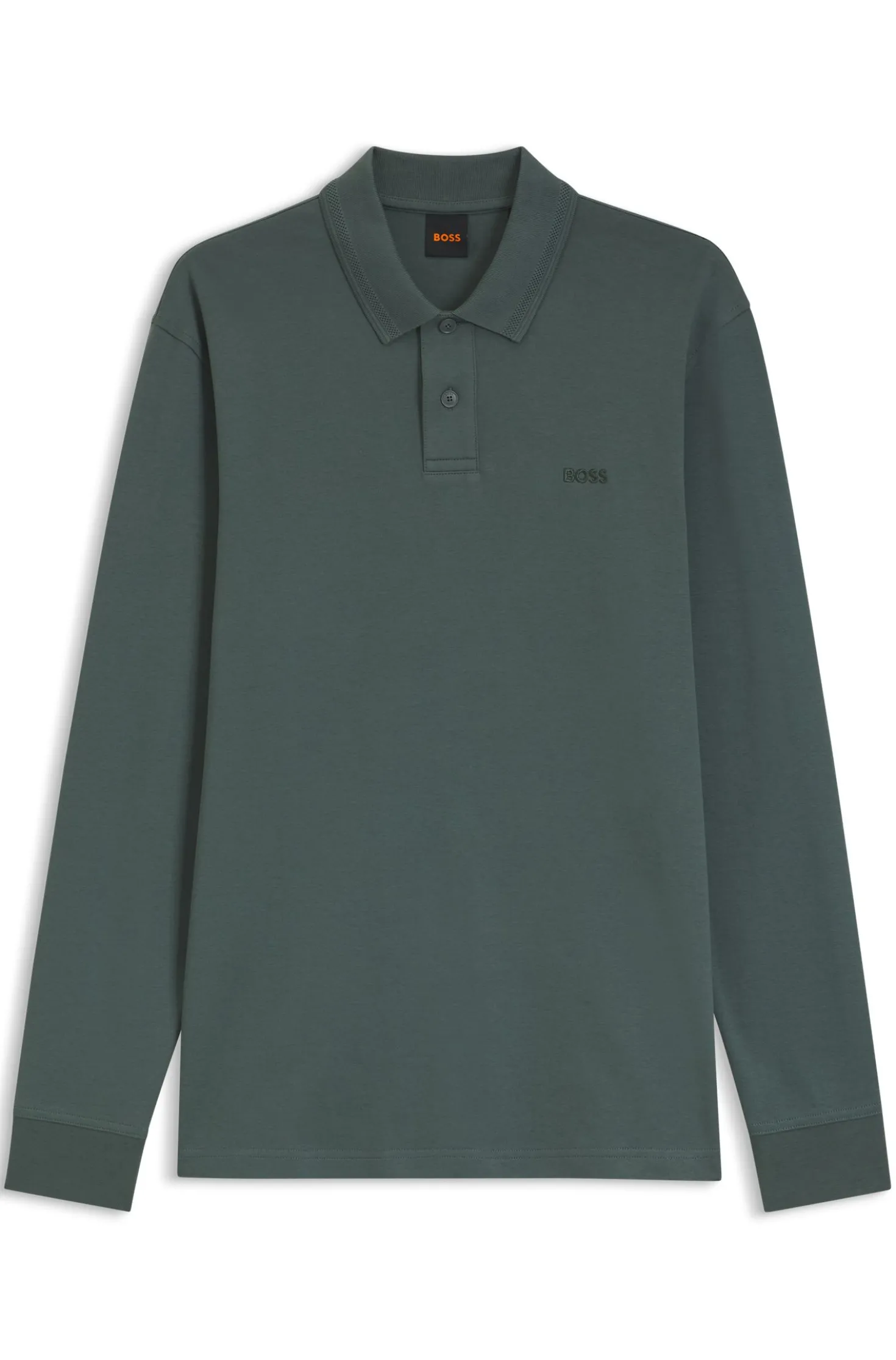 Long-sleeved polo shirt in cotton with logo detail