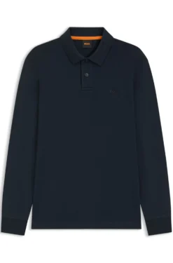 Long-sleeved polo shirt in cotton with logo detail