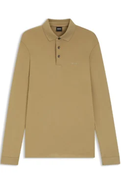 Long-sleeved polo shirt in interlock cotton with logo