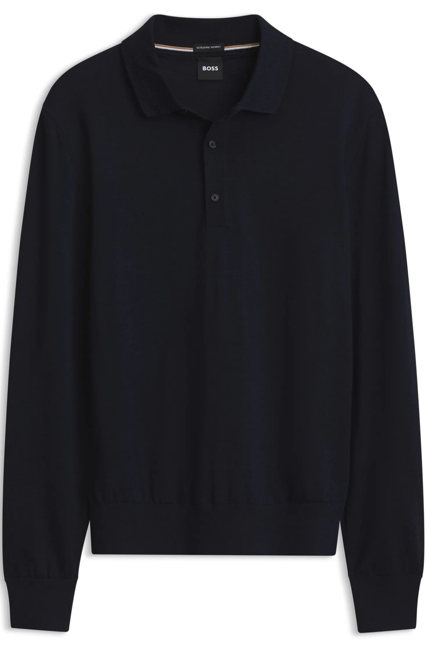Long-sleeved polo sweater in Merino wool
