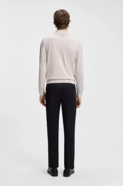 Long-sleeved polo sweater in Merino wool
