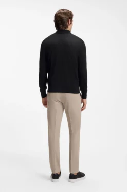 Long-sleeved polo sweater in Merino wool