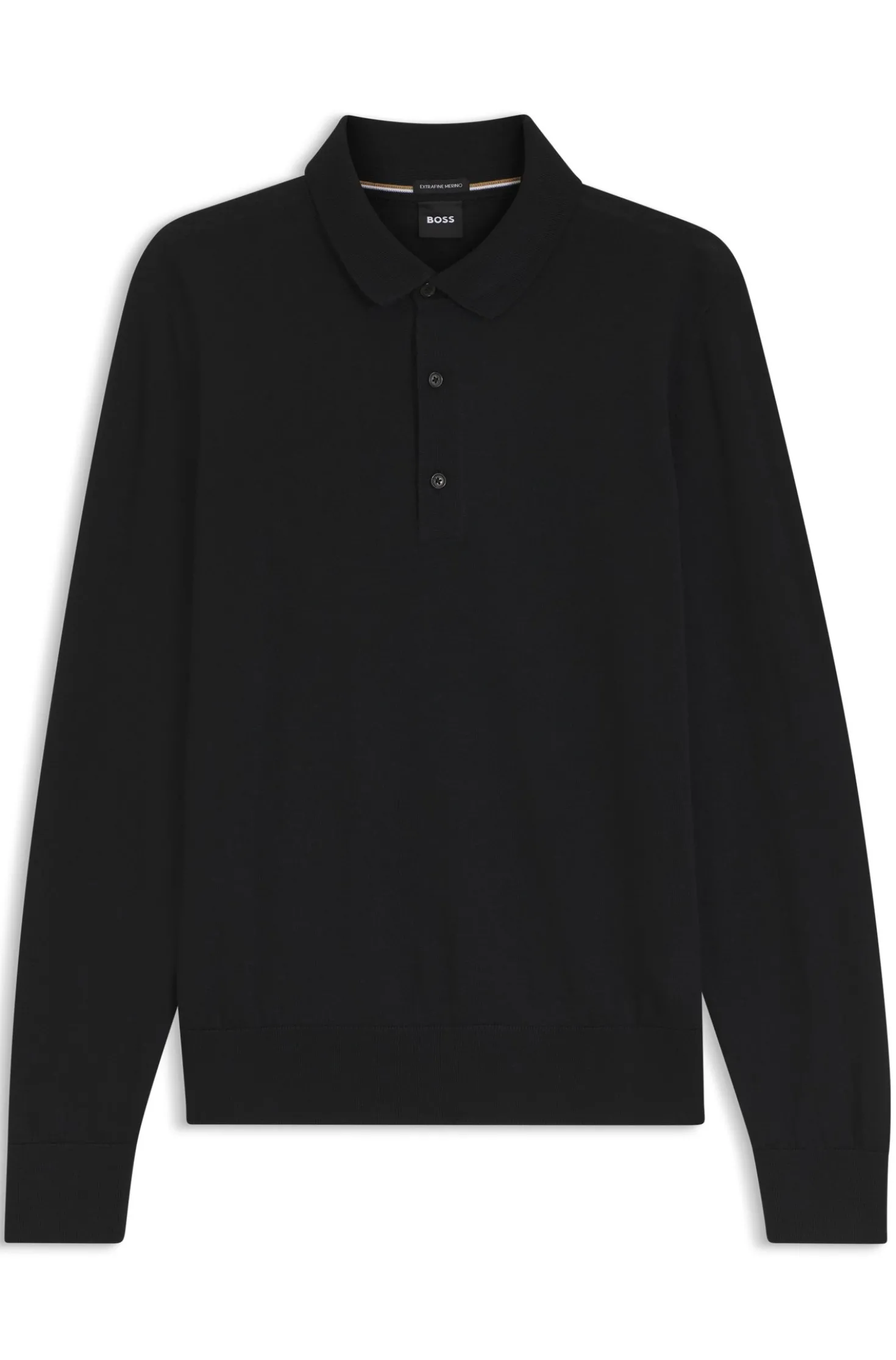 Long-sleeved polo sweater in Merino wool