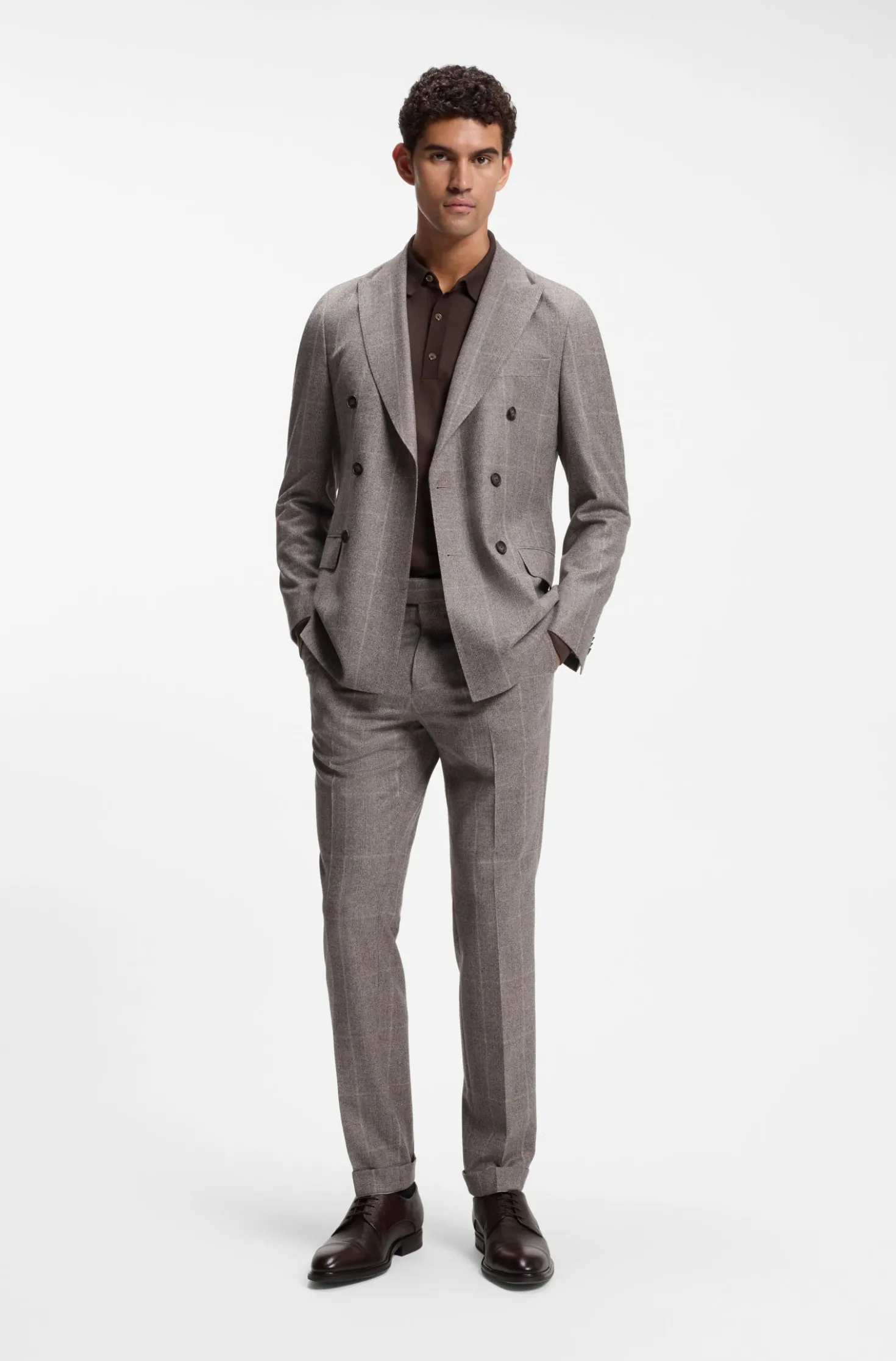 Long-sleeved polo sweater in Merino wool