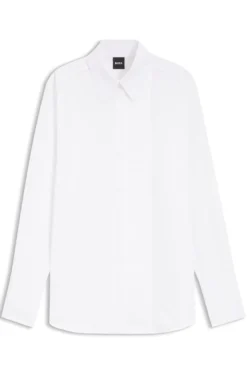 Long-sleeved shirt in cotton with pleating detail