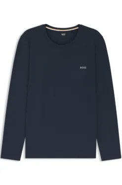 Long-sleeved top in stretch cotton with embroidered logo