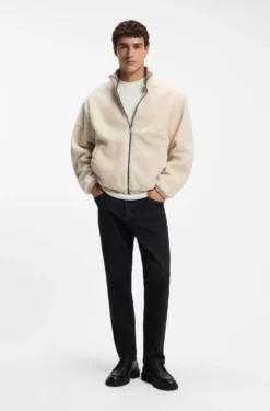 Long-sleeved T-shirt in cotton with mock neckline