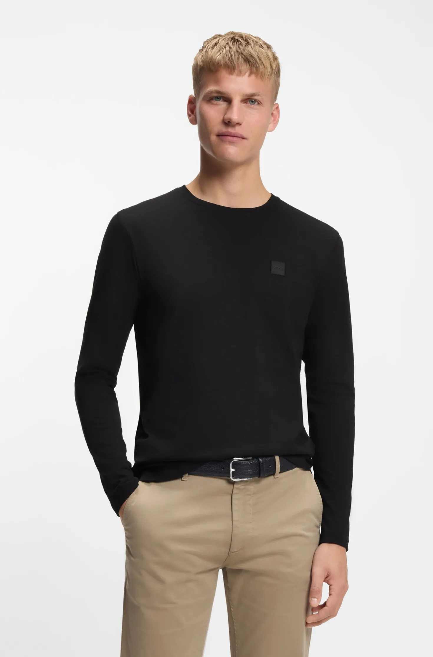 Long-sleeved T-shirt in cotton with logo patch