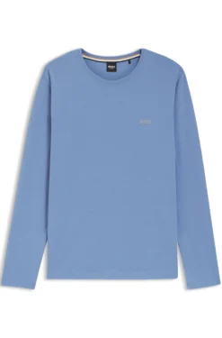 Long-sleeved T-shirt in stretch cotton with embroidered logo