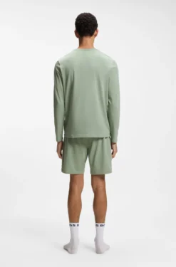 Long-sleeved T-shirt in stretch cotton with embroidered logo