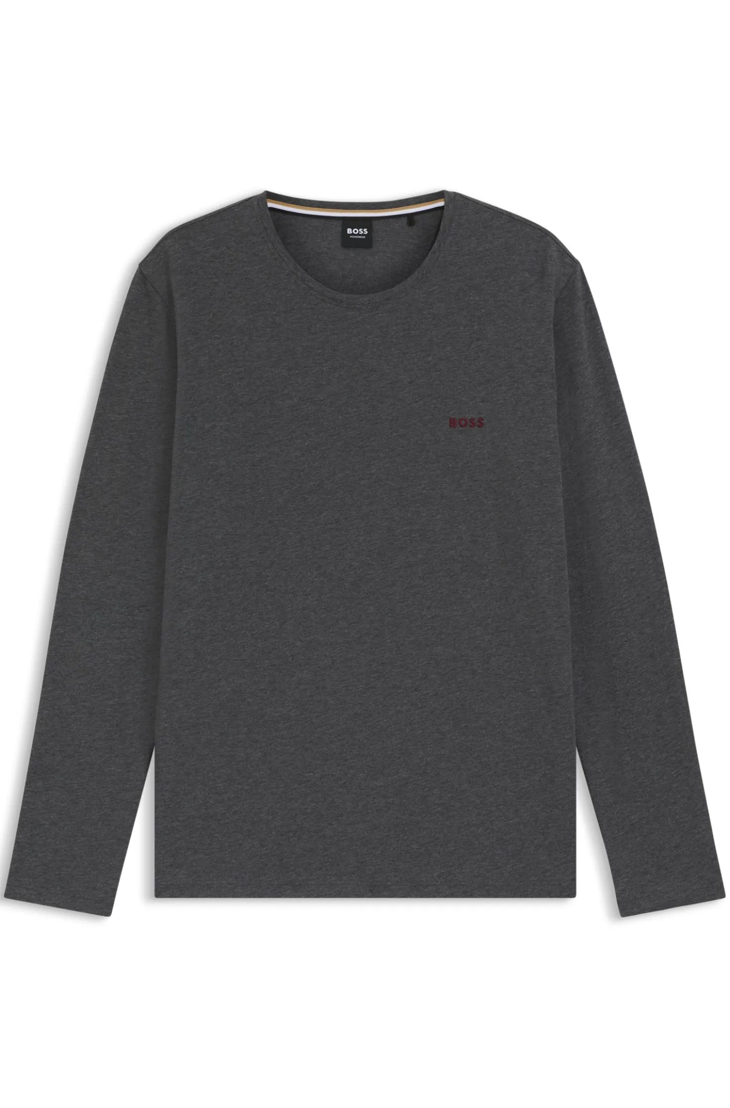 Long-sleeved T-shirt in stretch cotton with embroidered logo