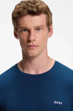 Long-sleeved T-shirt in stretch cotton with embroidered logo
