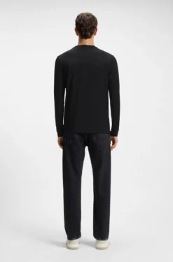 Long-sleeved T-shirt in stretch cotton with logo print