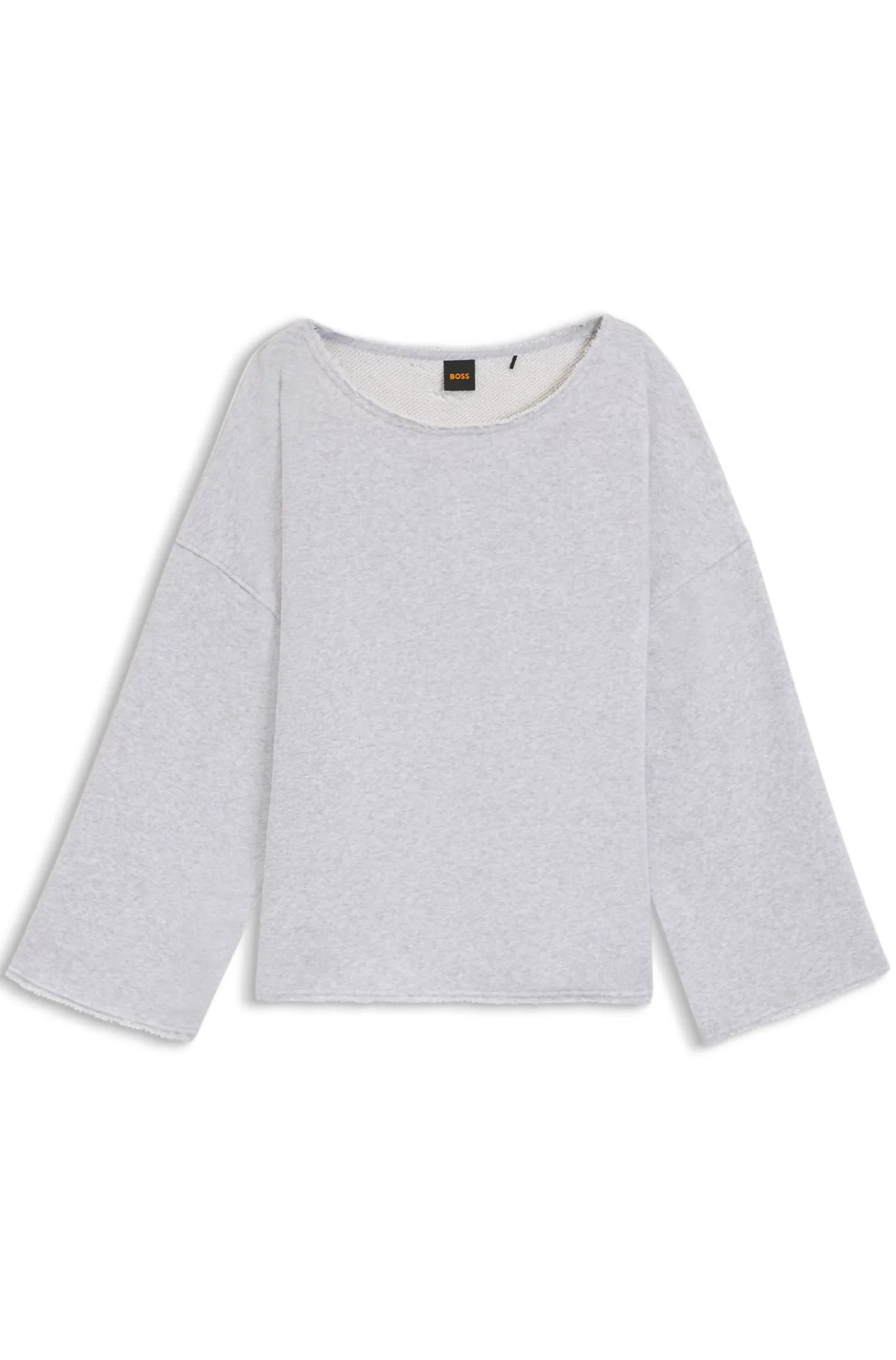 Loose-fit cotton-blend sweatshirt with raw-cut edges