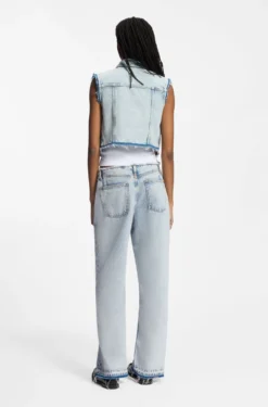 Loose-fit jeans in light-blue rigid denim