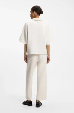 Loose-fit polo sweatshirt in scuba jersey