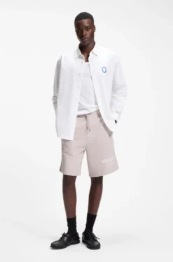 Loose-fit shorts in cotton terry with logo print