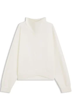 Loose-fit sweatshirt with draped funnel neck