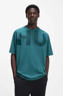 Loose-fit T-shirt in cotton jersey with wraparound logo