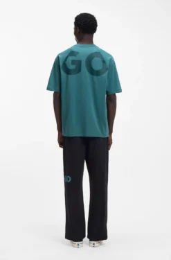 Loose-fit T-shirt in cotton jersey with wraparound logo
