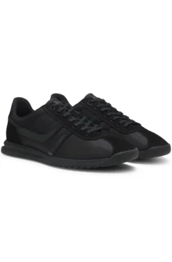 Low-top trainers with faux-leather trims