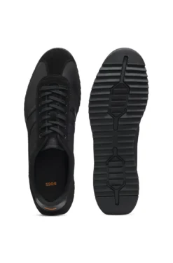 Low-top trainers with faux-leather trims
