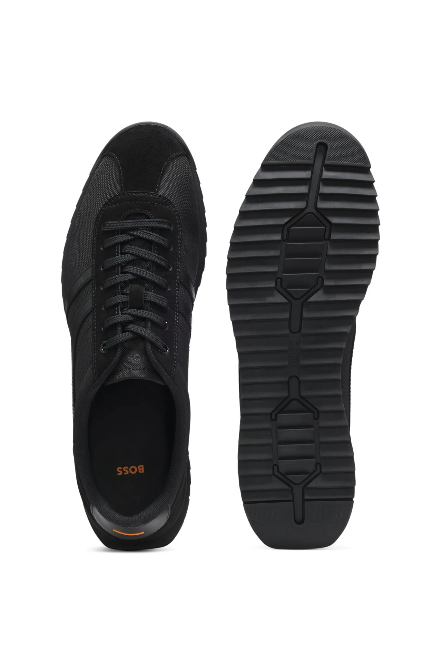 Low-top trainers with faux-leather trims
