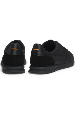 Low-top trainers with faux-leather trims