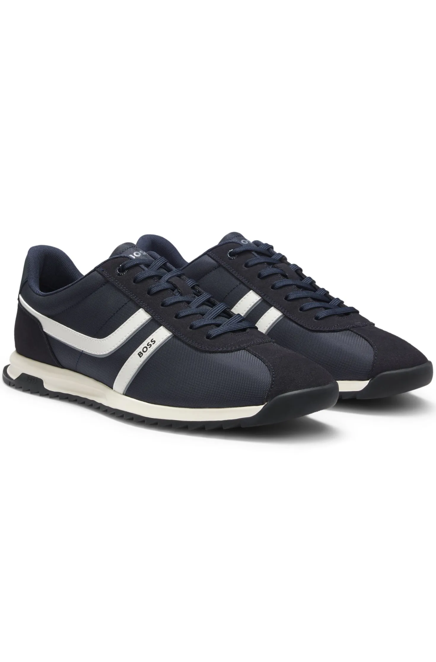 Low-top trainers with faux-leather trims