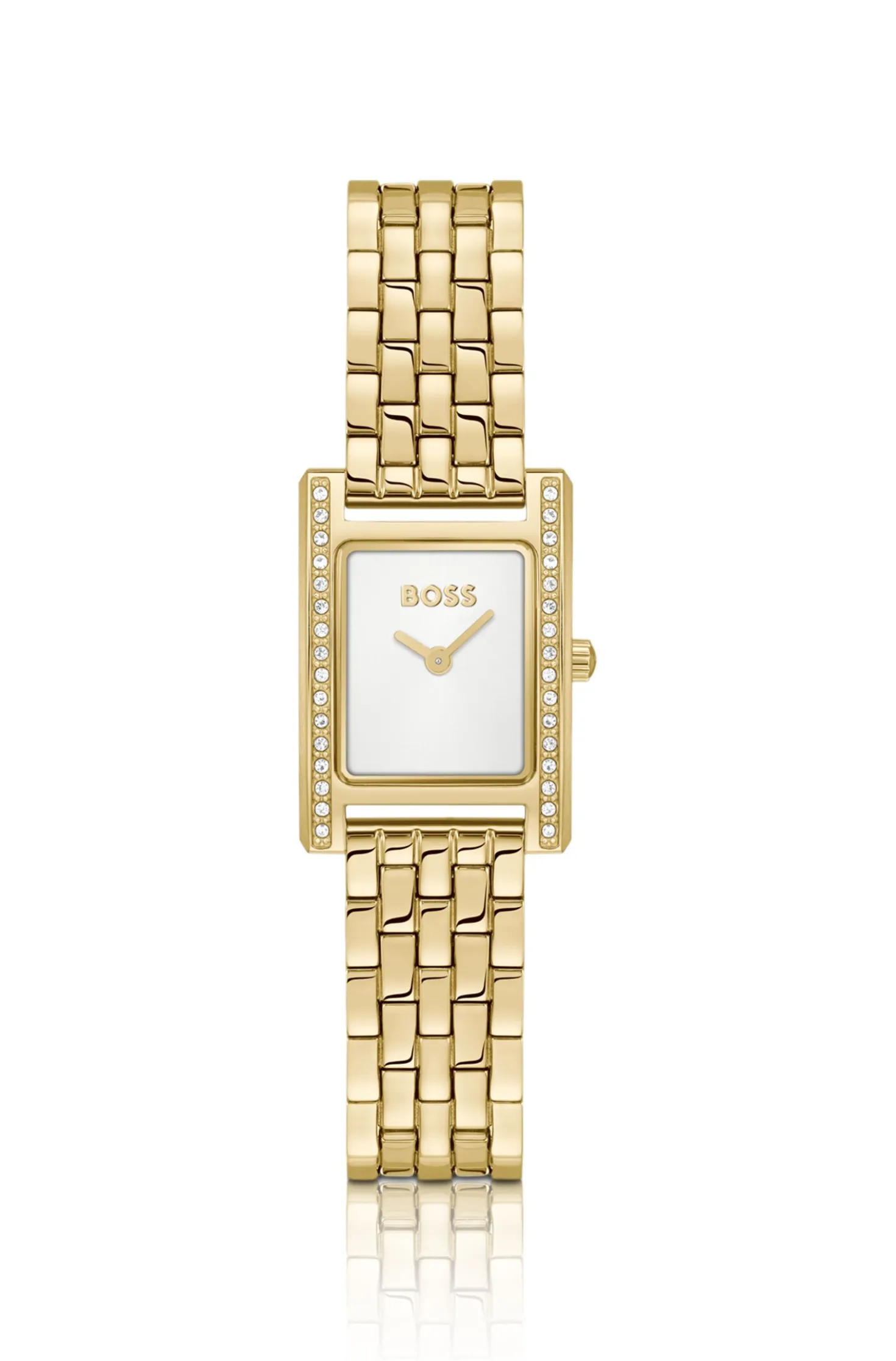 LUCY PRECIOUS Crystal-embellished gold-effect watch with white dial