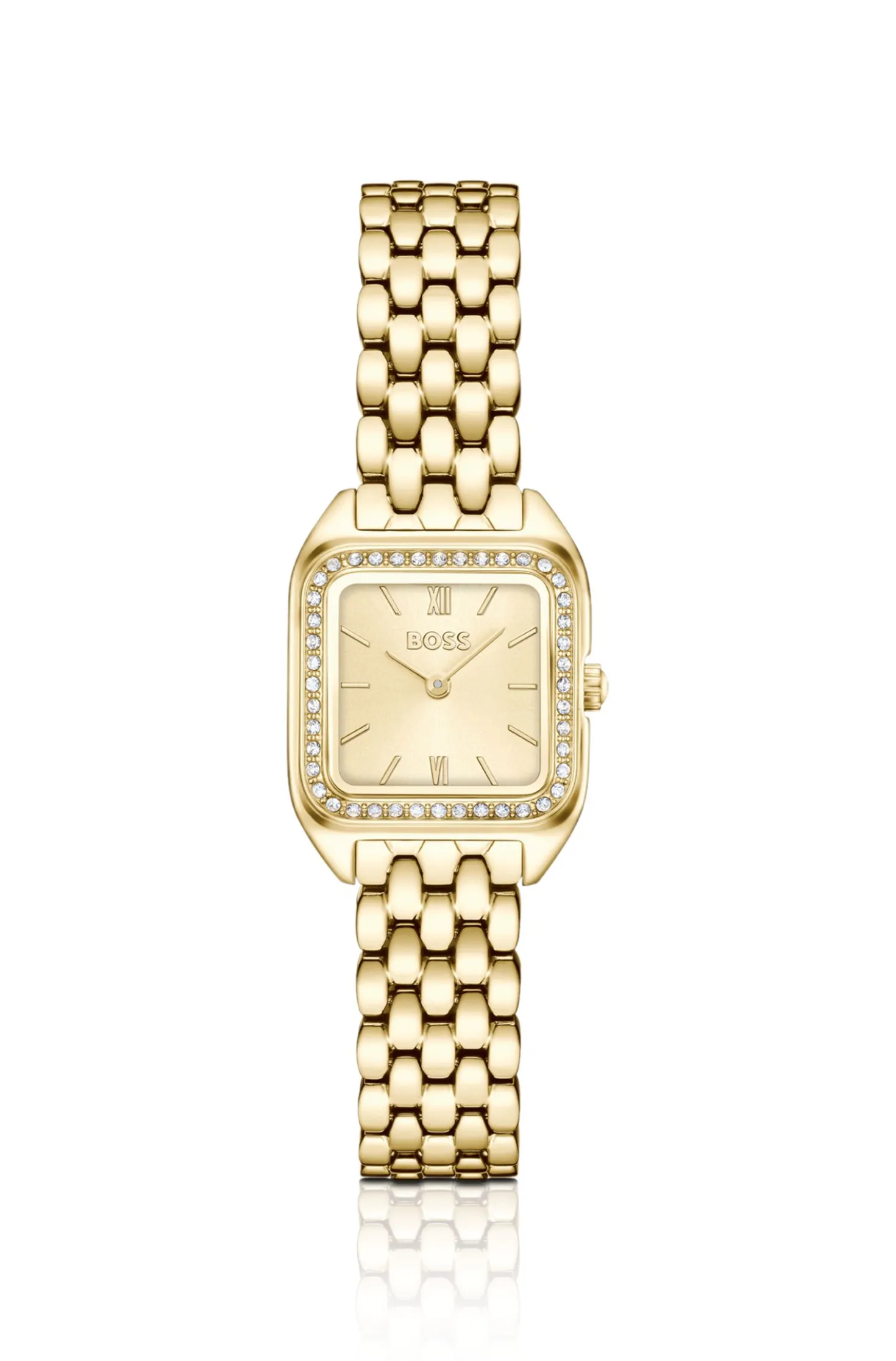 Mae Petite gold-tone watch with crystal-set bezel
