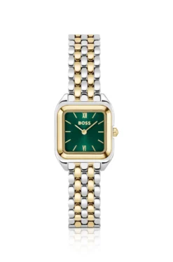 MAE PETITE Green-dial watch with two-tone bracelet