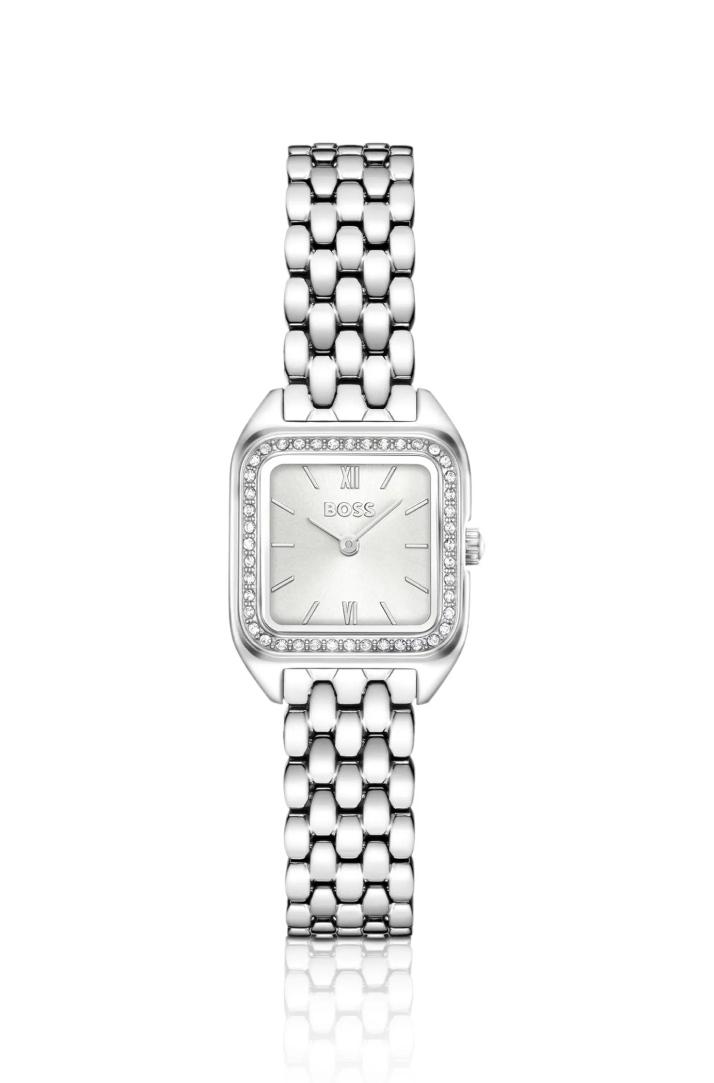 Mae Petite stainless-steel watch with crystal-set bezel