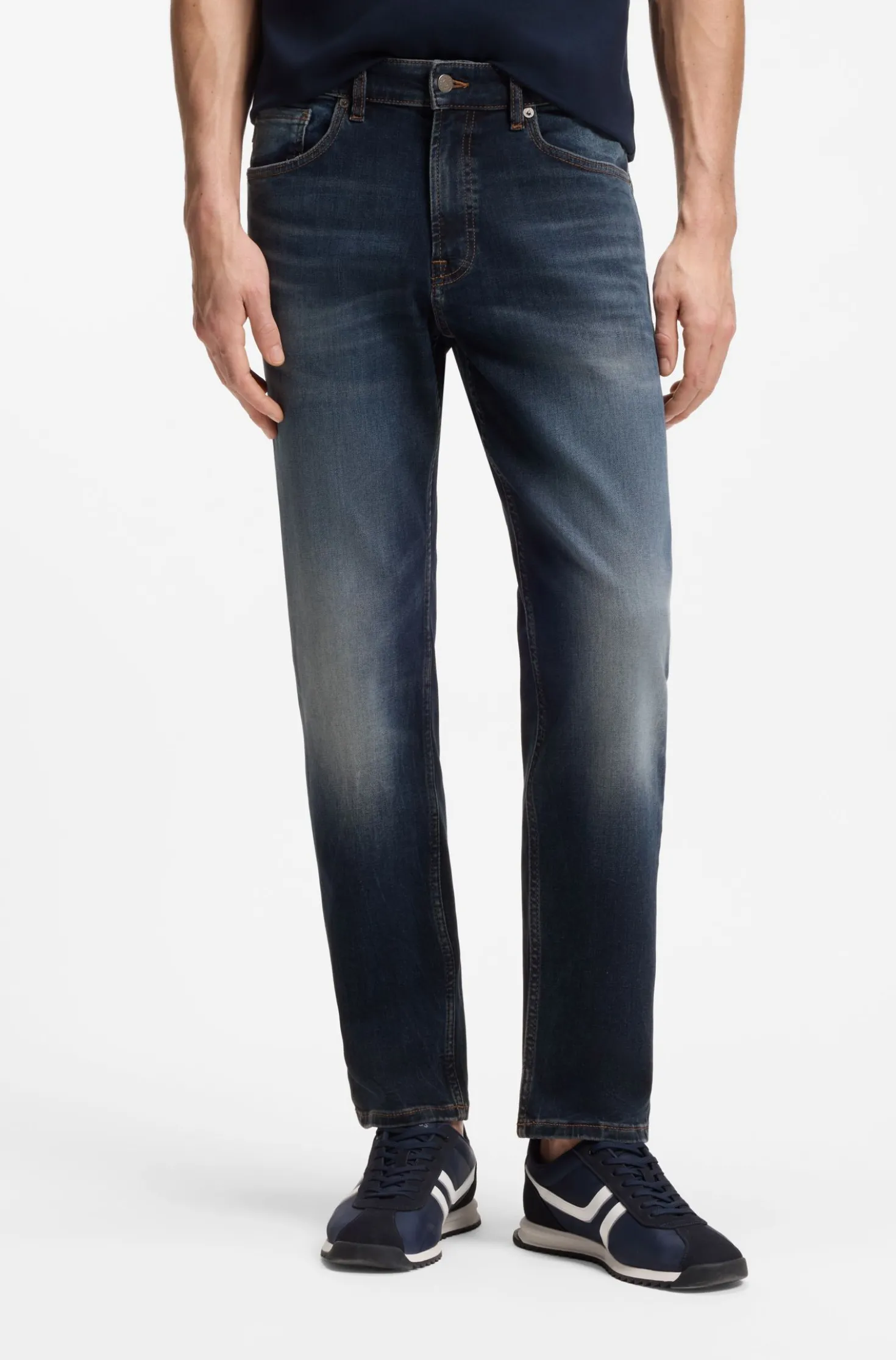 Maine Regular-fit blue-black jeans in soft motion denim