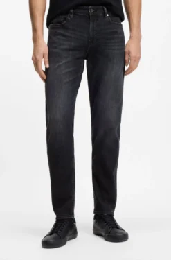 Maine Regular-fit jeans in super-soft black Italian denim