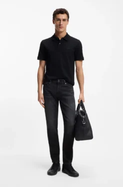 Maine Regular-fit jeans in super-soft black Italian denim