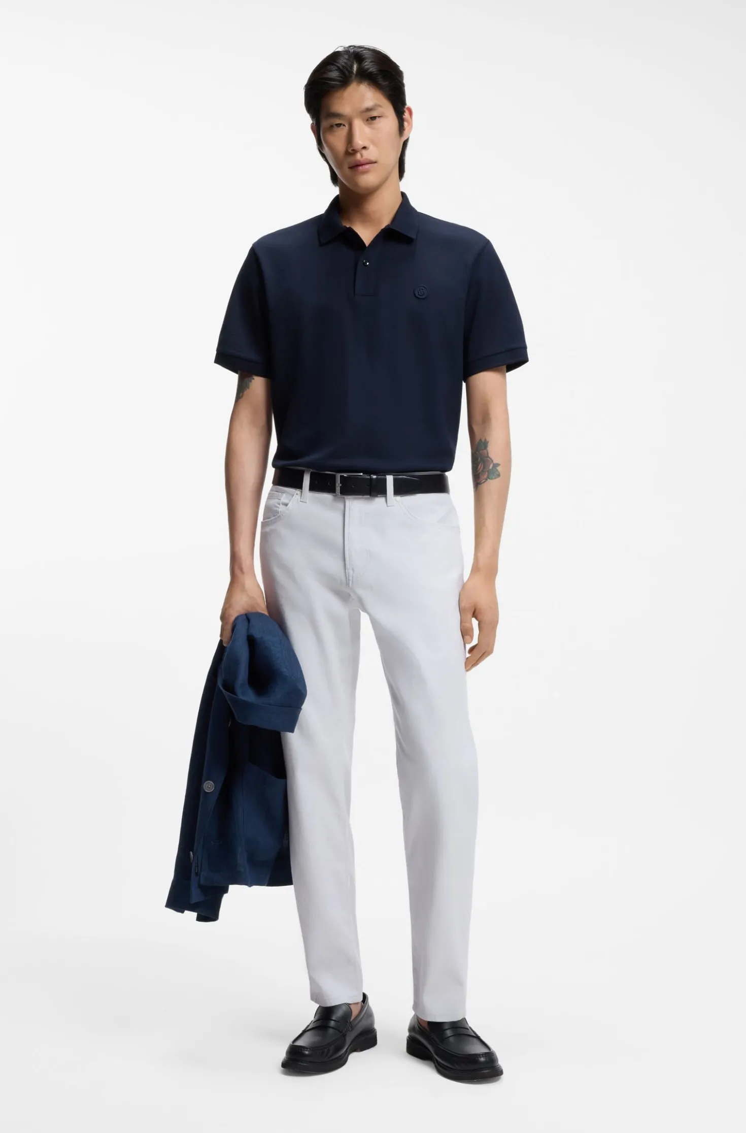Maine regular-fit trousers in stretch-cotton dobby fabric