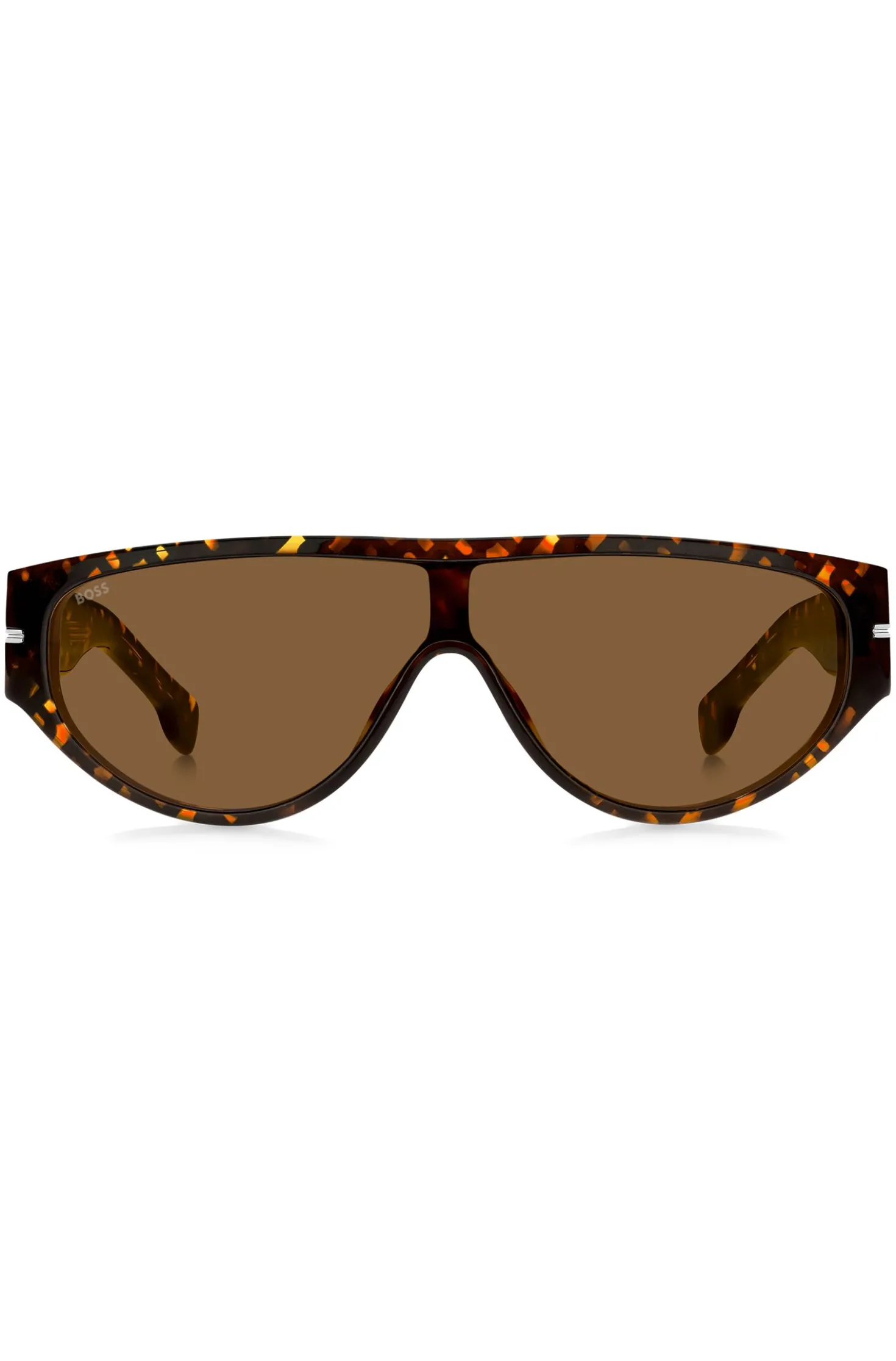 Mask-style sunglasses in monogram-patterned acetate