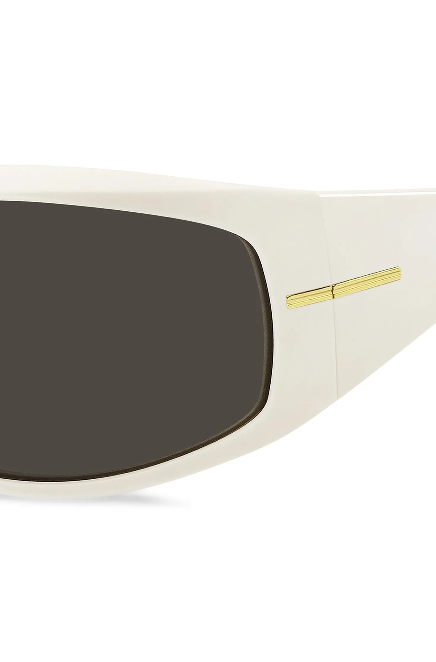 Mask-style sunglasses in white with gold-tone hardware