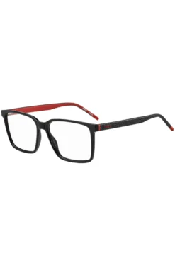Matte-black optical frames with patterned temples