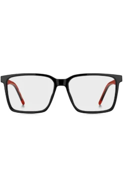Matte-black optical frames with patterned temples