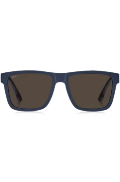 Matte-blue sunglasses with logo insert