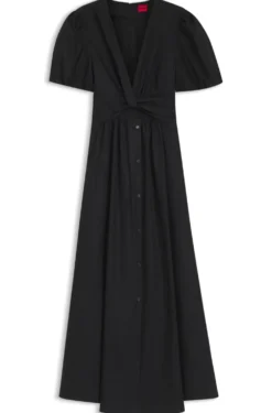 Maxi dress in cotton with twist front